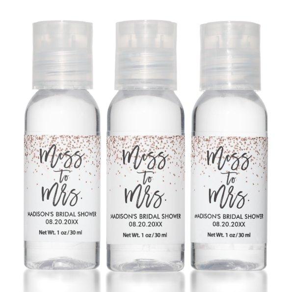 Rose Gold Glitter Miss To Mrs.  Hand Sanitizer