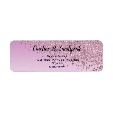 Rose Gold Glitter Modern Gradient Return Address Label