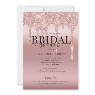 Rose Gold Glitter Script Bridal