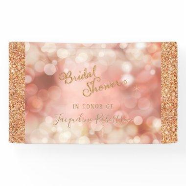 Rose Gold Glitter Sparkle Bokeh Pink Bridal Shower Banner