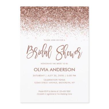 Rose Gold Glitter Sparkle Confetti Bridal Shower Invitations