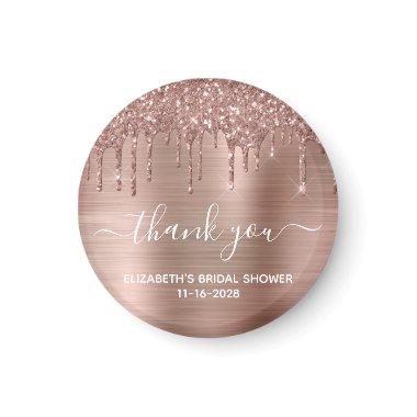 Rose Gold Glitter Thank You Party Shower Favor Magnet