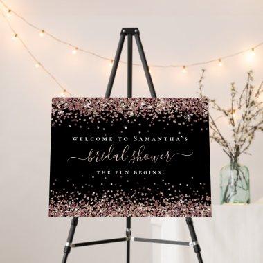 Rose Gold Glitter Welcome Name  Black Foam Board