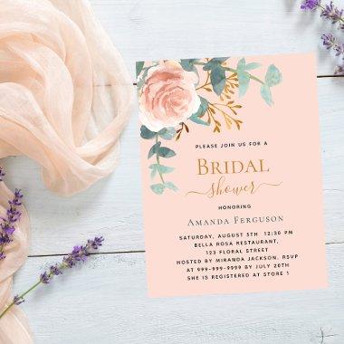Rose gold greenery peach  Invitation Post
