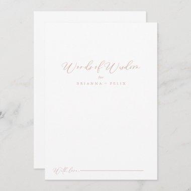 Rose Gold Idyllic Stylish Wedding Words of Wisdom  Advice Card