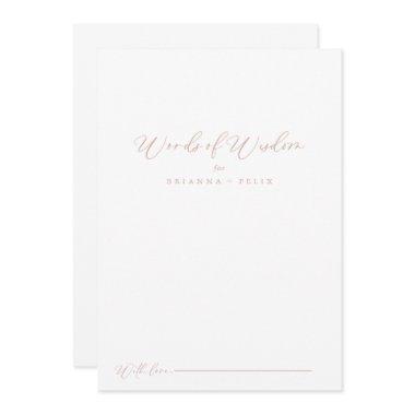 Rose Gold Idyllic Stylish Wedding Words of Wisdom  Advice Card