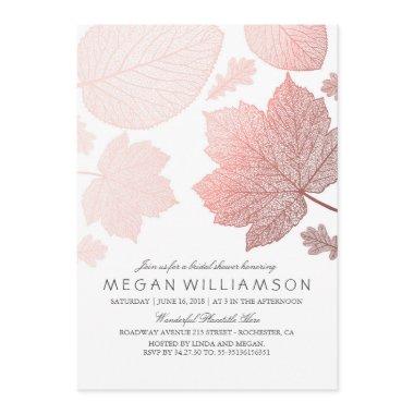 Rose Gold Leaves Elegant Bridal Shower Invitations