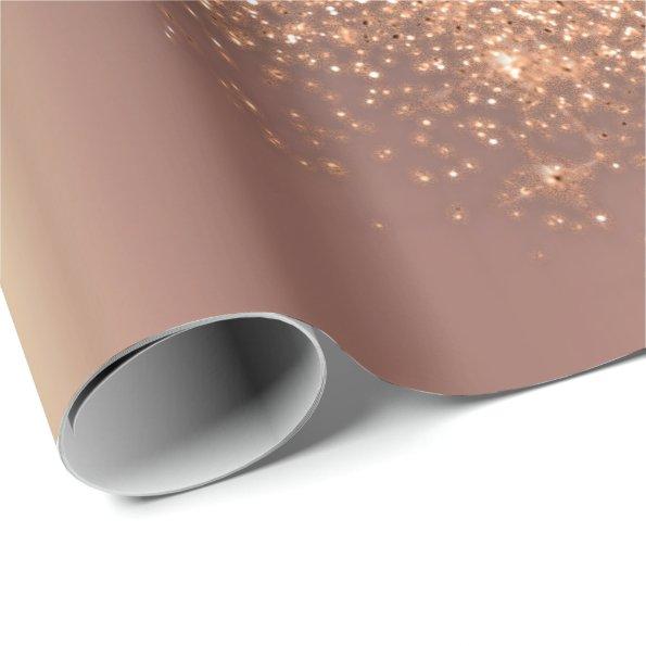 Rose Gold Makeup Confetti Glitter Beauty Copper Wrapping Paper