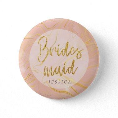 Rose Gold Marble Agate Glitter Bridal Shower Butto Button