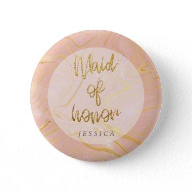 Rose Gold Marble Agate Glitter Bridal Shower Button