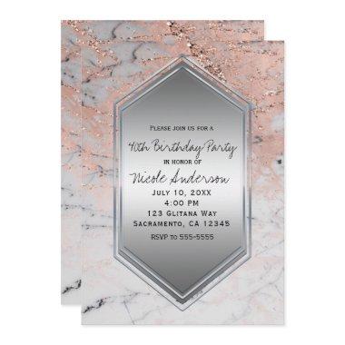 Rose Gold Marble Birthday Party Any Event Invitations