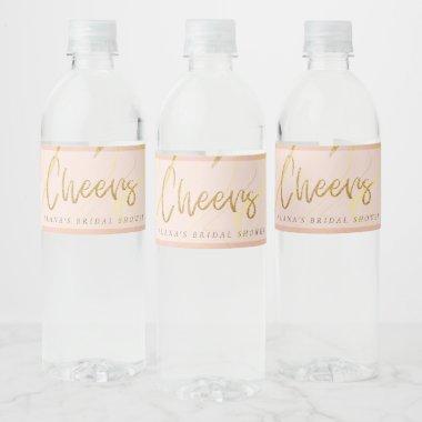 Rose Gold Marble Glitter Bridal Shower Water Bottle Label