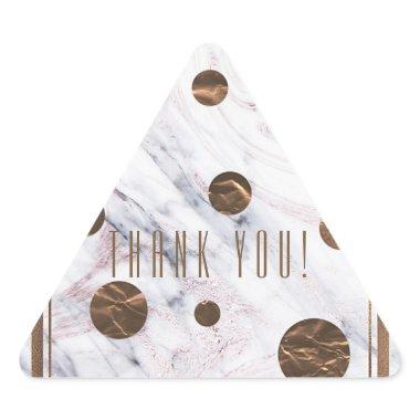 Rose Gold Marble Swirl Bronze Copper Party Favor Triangle Sticker