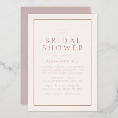 Rose Gold Minimal Modern Bridal Shower Foil Invitations