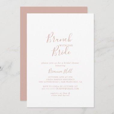 Rose Gold Minimalist Brunch with the Bride Shower Invitations