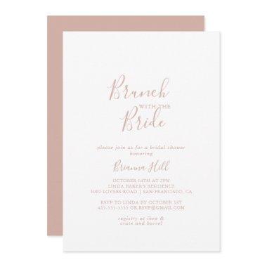 Rose Gold Minimalist Brunch with the Bride Shower Invitations