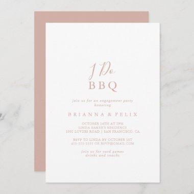Rose Gold Minimalist I Do BBQ Engagement Party  Invitations