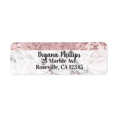 Rose Gold Modern Glam Marble & Glitter Decorative Label
