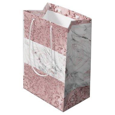 Rose Gold Modern Glam Marble & Glitter Decorative Medium Gift Bag