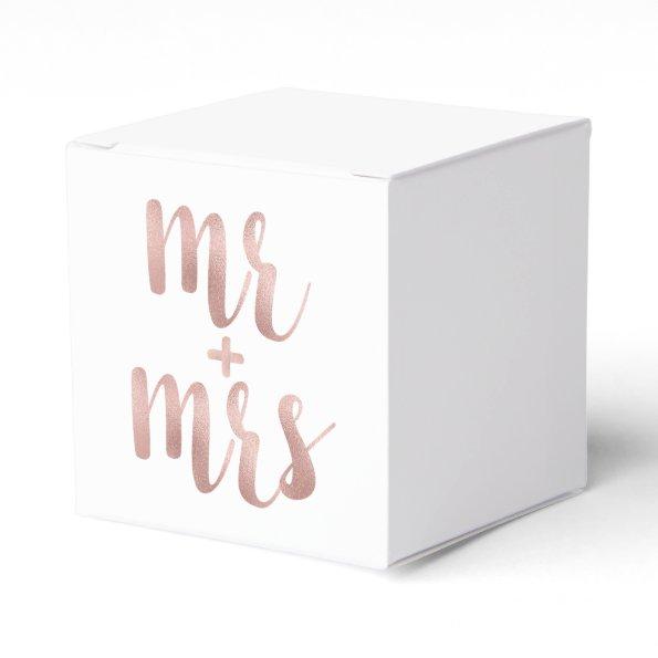 Rose gold Mr. & Mrs. favor boxes, foil font Favor Box