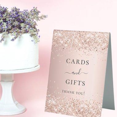 Rose gold party  gifts table tent sign