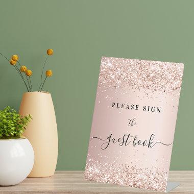 Rose gold party guest book sign