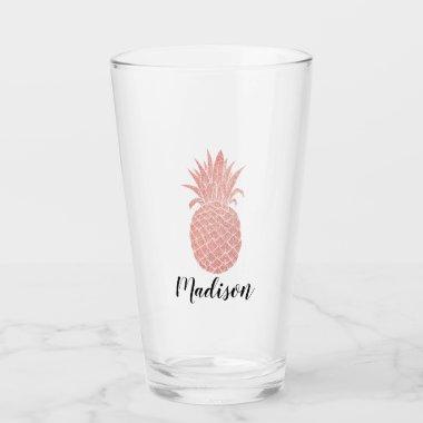 Rose Gold Pineapple Custom Name Glass