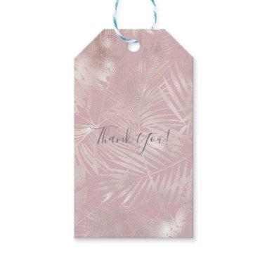 Rose Gold Pink Botanical Tropical Palm Tree Leaves Gift Tags
