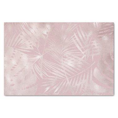 Rose Gold Pink Botanical Tropical Palm Tree Leaves Tissue Paper