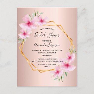 Rose gold pink floral bridal shower invitation postInvitations