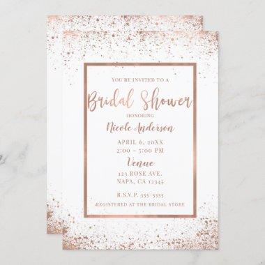 Rose Gold Pink Glam Modern Chic Bridal Shower Invitations