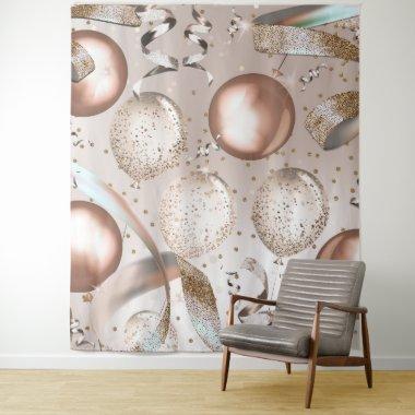 Rose Gold Pink & Glitter Balloons Party Backdrop