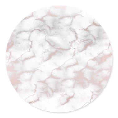 Rose Gold Pink Marble Modern Chic Trendy Party Classic Round Sticker