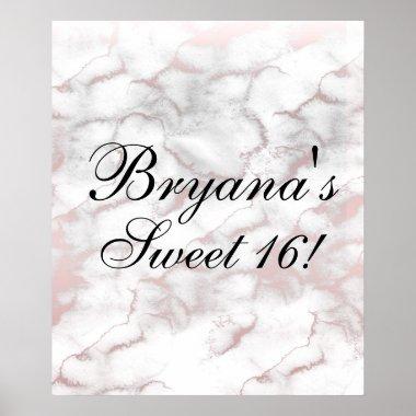 Rose Gold Pink Marble Modern Chic Trendy Party Poster