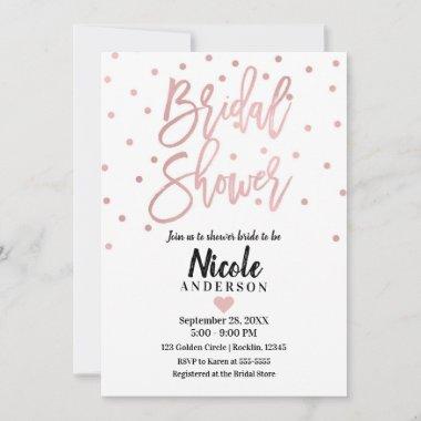 Rose Gold Pink Modern Script Bridal Shower Invitations