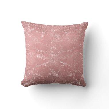 Rose Gold Pink Modern Trendy Glam Marble Chic Throw Pillow