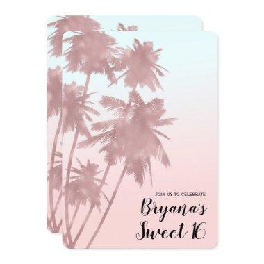 Rose Gold Pink Palms Beach Ombre Palm Trees Chic
