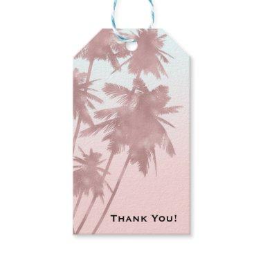 Rose Gold Pink Palms Beach Ombre Palm Trees Party Gift Tags