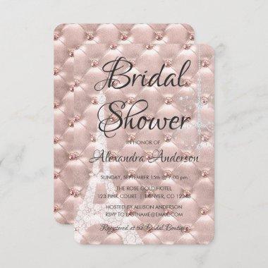 Rose Gold Pink Paris Bridal Shower Invitations