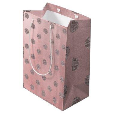 Rose Gold Pink Shine Glam Polka Dots Modern Chic Medium Gift Bag