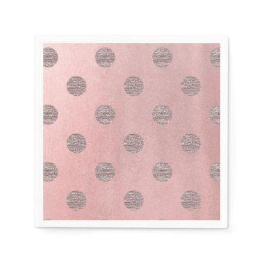 Rose Gold Pink Shine Glam Polka Dots Modern Chic Paper Napkins
