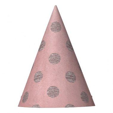 Rose Gold Pink Shine Glam Polka Dots Modern Chic Party Hat