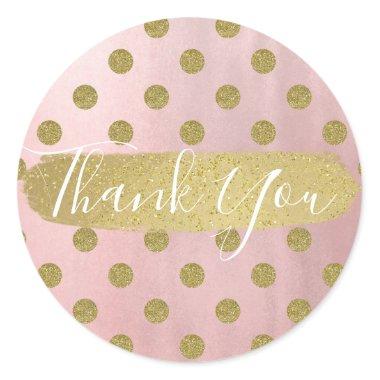 Rose Gold Pink Shine Glam Polka Dots Modern Favor Classic Round Sticker