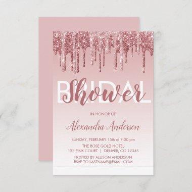 Rose Gold | Pink Sparkle Glitter Bridal Shower Invitations