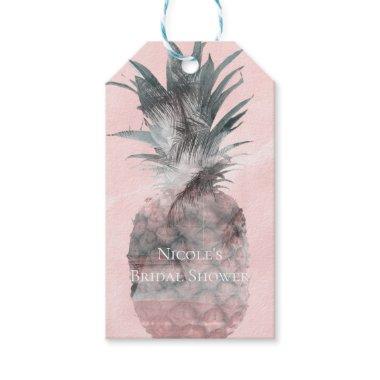 Rose Gold Pink Tropical Summer Pineapple Party Gift Tags