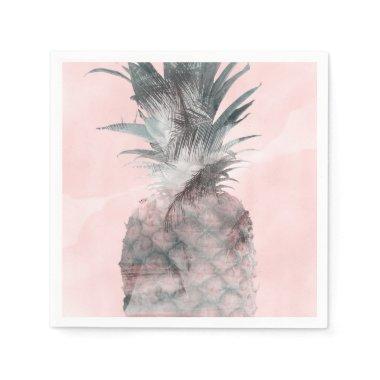 Rose Gold Pink Tropical Summer Pineapple Party Napkins