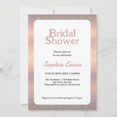 Rose Gold Polka Dots Border Bridal Shower Invitations