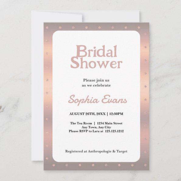 Rose Gold Polka Dots Border Bridal Shower Invitations