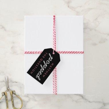 Rose Gold Popped the Question Wedding Engagement Gift Tags