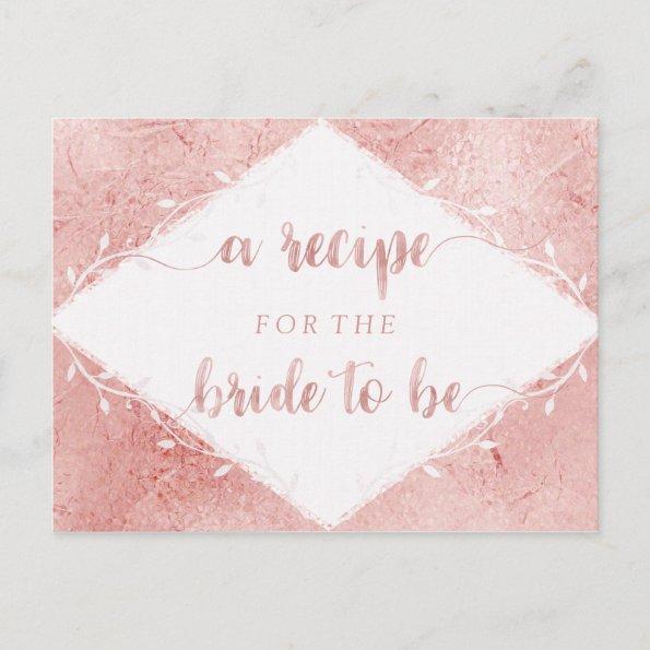 Rose Gold Shimmer Foil Bridal Shower Recipe Invitations